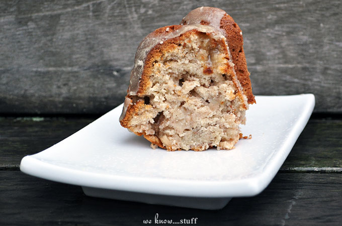 This apple bundt cake recipe is perfect for afternoons spent at Pop-pop's house with the kids. This apple coffee cake recipe has a tasty glaze on it too!