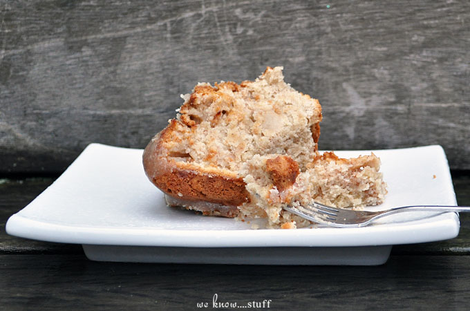 This apple bundt cake recipe is perfect for afternoons spent at Pop-pop's house with the kids. This apple coffee cake recipe has a tasty glaze on it too!