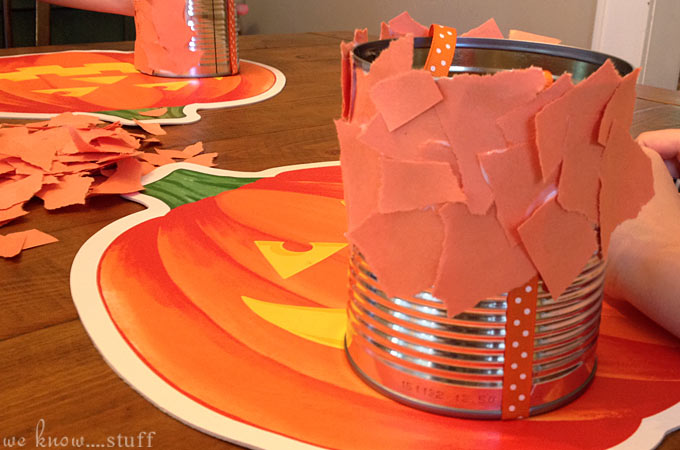 These pumpkin baskets are a simple project that can be done with materials you have at home. Children love ripping paper into various shapes and sizes.