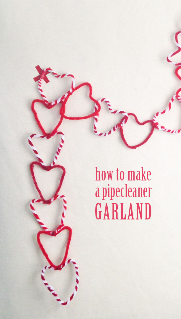 Why buy Valentine\'s Day decorations when your kids can make them at home? These Pipe Cleaner Hearts make the most adorable diy heart garland! #valentinescrafts #valentinesday #heartcrafts #easycrafts #pipecleanercrafts #preschool #kindergarten #elementary