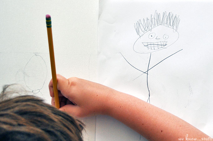  This DIY canvas wall art project is a simple, cheap way to add original artwork to your home. Caricatures of the kids and thumbprint balloons keep it sweet.