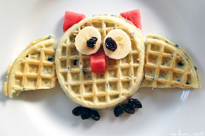 This adorable Owl Waffle is the perfect way to make breakfast special for your kids. This easy fun with food tutorial just takes a few minutes to create.