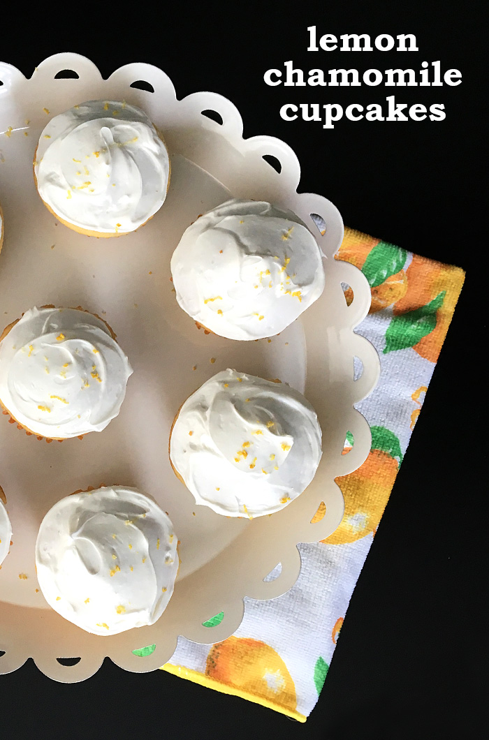 These Lemon Chamomile Cupcakes are perfect for tea time or anytime at all. We frosted ours with homemade buttercream frosting, but store bought works too!