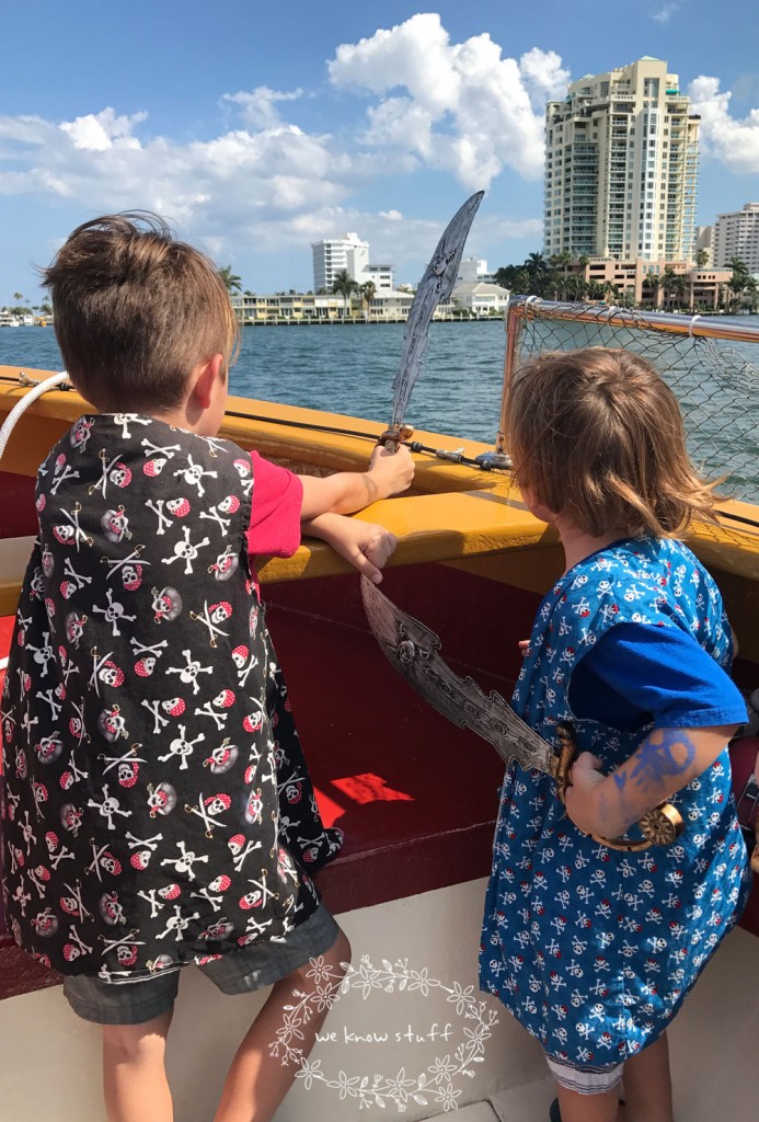 The other day, we went on a Bluefoot Pirate Adventure in Fort Lauderdale, Florida where we helped pirates find hidden treasure and ward off attacks of rival pirates with water cannons. We learned how to talk like a pirate talk and how to dress like one too!