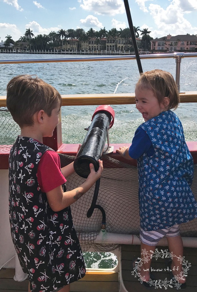 The other day, we went on a Bluefoot Pirate Adventure in Fort Lauderdale, Florida where we helped pirates find hidden treasure and ward off attacks of rival pirates with water cannons. We learned how to talk like a pirate talk and how to dress like one too!