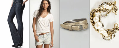 Jeans, shirt, belt, bracelet