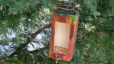 Milk Carton Bird Feeder