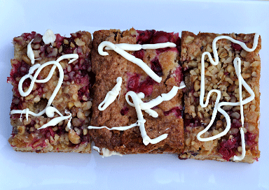 These cranberry blondies are a nice change from regular chocolate brownies. I love making them during the holidays when fresh cranberries are in season!