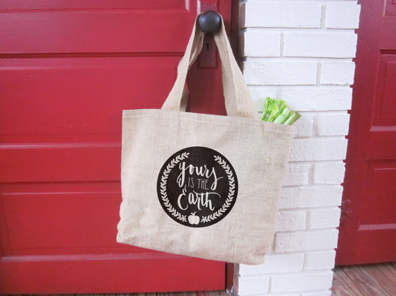Yours Is The Earth, Burlap Grocery Tote